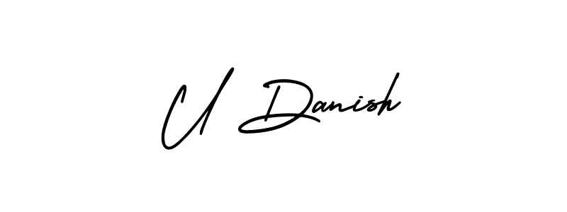 You should practise on your own different ways (AmerikaSignatureDemo-Regular) to write your name (U Danish) in signature. don't let someone else do it for you. U Danish signature style 3 images and pictures png