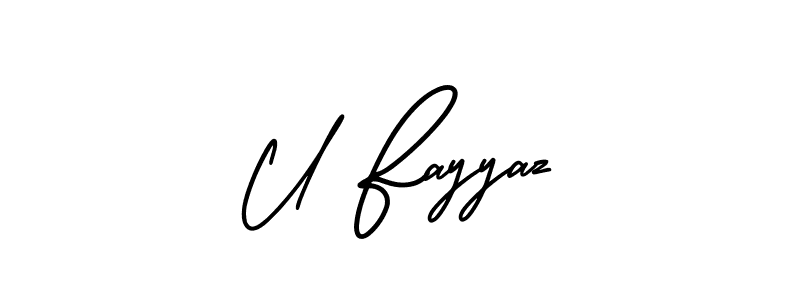 How to Draw U Fayyaz signature style? AmerikaSignatureDemo-Regular is a latest design signature styles for name U Fayyaz. U Fayyaz signature style 3 images and pictures png