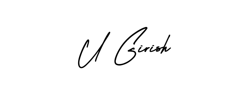 U Girish stylish signature style. Best Handwritten Sign (AmerikaSignatureDemo-Regular) for my name. Handwritten Signature Collection Ideas for my name U Girish. U Girish signature style 3 images and pictures png