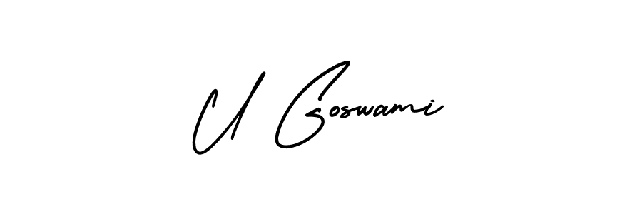 U Goswami stylish signature style. Best Handwritten Sign (AmerikaSignatureDemo-Regular) for my name. Handwritten Signature Collection Ideas for my name U Goswami. U Goswami signature style 3 images and pictures png