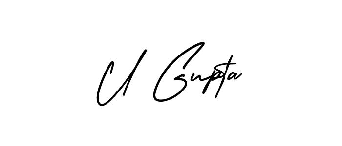 The best way (AmerikaSignatureDemo-Regular) to make a short signature is to pick only two or three words in your name. The name U Gupta include a total of six letters. For converting this name. U Gupta signature style 3 images and pictures png