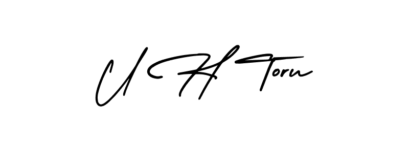 Make a beautiful signature design for name U H Toru. With this signature (AmerikaSignatureDemo-Regular) style, you can create a handwritten signature for free. U H Toru signature style 3 images and pictures png