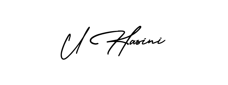 Create a beautiful signature design for name U Hasini. With this signature (AmerikaSignatureDemo-Regular) fonts, you can make a handwritten signature for free. U Hasini signature style 3 images and pictures png