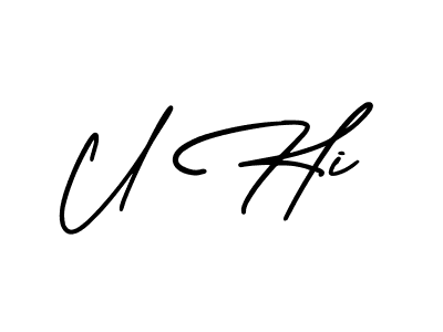 if you are searching for the best signature style for your name U Hi. so please give up your signature search. here we have designed multiple signature styles  using AmerikaSignatureDemo-Regular. U Hi signature style 3 images and pictures png