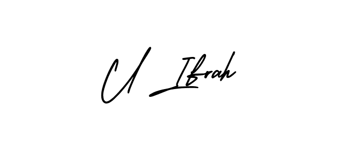 Also You can easily find your signature by using the search form. We will create U Ifrah name handwritten signature images for you free of cost using AmerikaSignatureDemo-Regular sign style. U Ifrah signature style 3 images and pictures png