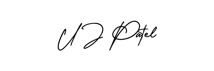 The best way (AmerikaSignatureDemo-Regular) to make a short signature is to pick only two or three words in your name. The name U J Patel include a total of six letters. For converting this name. U J Patel signature style 3 images and pictures png