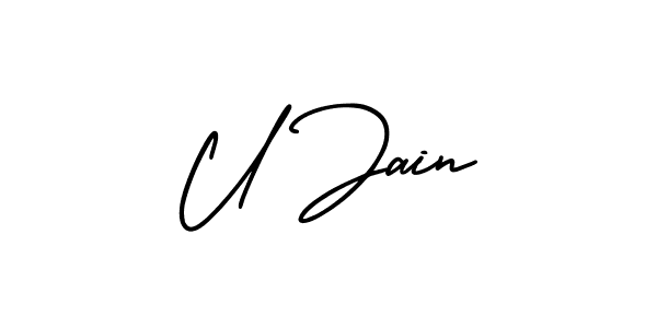 Use a signature maker to create a handwritten signature online. With this signature software, you can design (AmerikaSignatureDemo-Regular) your own signature for name U Jain. U Jain signature style 3 images and pictures png