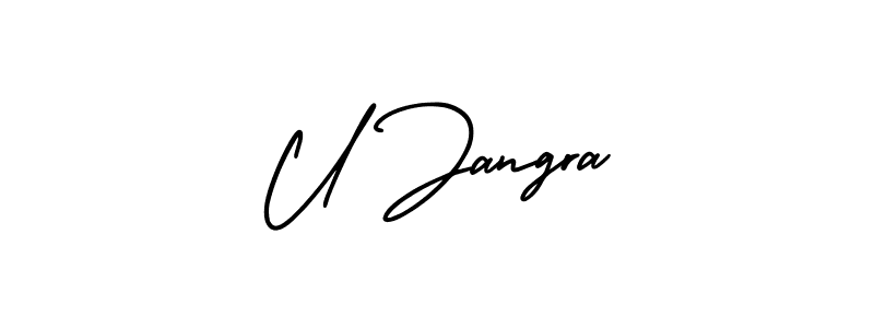 How to Draw U Jangra signature style? AmerikaSignatureDemo-Regular is a latest design signature styles for name U Jangra. U Jangra signature style 3 images and pictures png