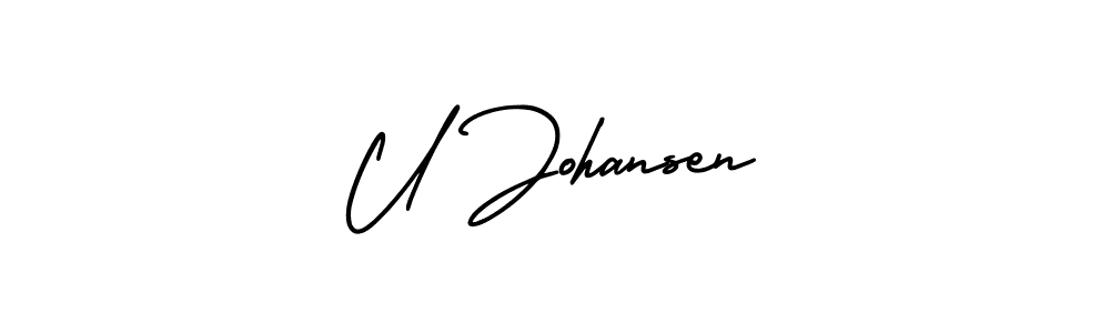 How to make U Johansen name signature. Use AmerikaSignatureDemo-Regular style for creating short signs online. This is the latest handwritten sign. U Johansen signature style 3 images and pictures png