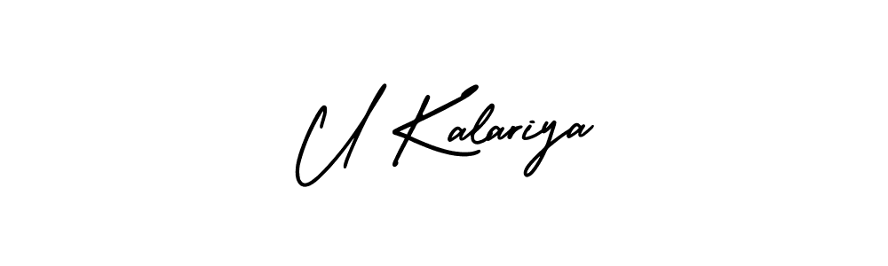 Make a beautiful signature design for name U Kalariya. With this signature (AmerikaSignatureDemo-Regular) style, you can create a handwritten signature for free. U Kalariya signature style 3 images and pictures png