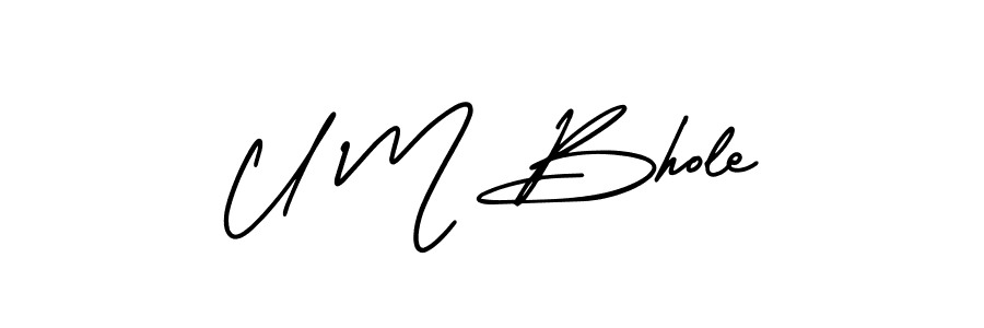 Similarly AmerikaSignatureDemo-Regular is the best handwritten signature design. Signature creator online .You can use it as an online autograph creator for name U M Bhole. U M Bhole signature style 3 images and pictures png