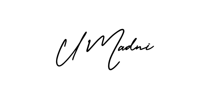 if you are searching for the best signature style for your name U Madni. so please give up your signature search. here we have designed multiple signature styles  using AmerikaSignatureDemo-Regular. U Madni signature style 3 images and pictures png