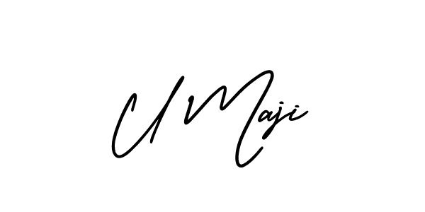 Create a beautiful signature design for name U Maji. With this signature (AmerikaSignatureDemo-Regular) fonts, you can make a handwritten signature for free. U Maji signature style 3 images and pictures png