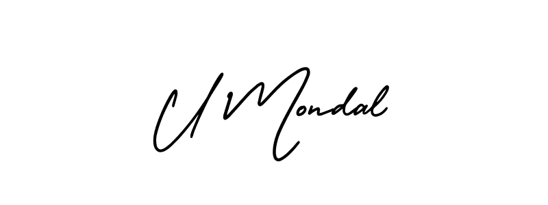 Use a signature maker to create a handwritten signature online. With this signature software, you can design (AmerikaSignatureDemo-Regular) your own signature for name U Mondal. U Mondal signature style 3 images and pictures png