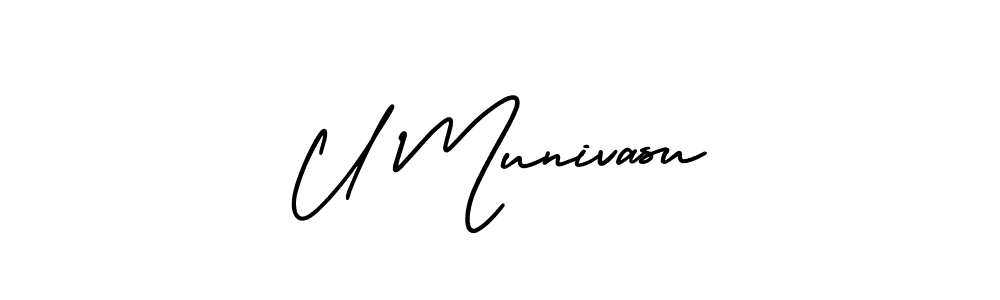 Similarly AmerikaSignatureDemo-Regular is the best handwritten signature design. Signature creator online .You can use it as an online autograph creator for name U Munivasu. U Munivasu signature style 3 images and pictures png