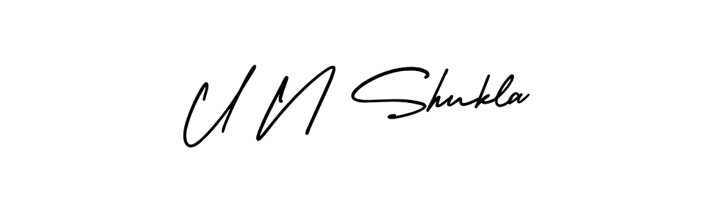AmerikaSignatureDemo-Regular is a professional signature style that is perfect for those who want to add a touch of class to their signature. It is also a great choice for those who want to make their signature more unique. Get U N Shukla name to fancy signature for free. U N Shukla signature style 3 images and pictures png