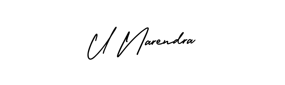 Make a beautiful signature design for name U Narendra. With this signature (AmerikaSignatureDemo-Regular) style, you can create a handwritten signature for free. U Narendra signature style 3 images and pictures png