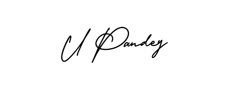 How to make U Pandey name signature. Use AmerikaSignatureDemo-Regular style for creating short signs online. This is the latest handwritten sign. U Pandey signature style 3 images and pictures png