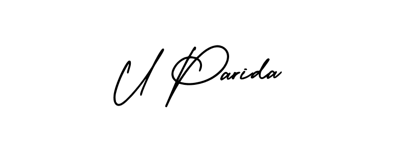 Create a beautiful signature design for name U Parida. With this signature (AmerikaSignatureDemo-Regular) fonts, you can make a handwritten signature for free. U Parida signature style 3 images and pictures png