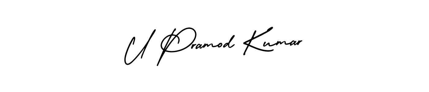 How to Draw U Pramod Kumar signature style? AmerikaSignatureDemo-Regular is a latest design signature styles for name U Pramod Kumar. U Pramod Kumar signature style 3 images and pictures png