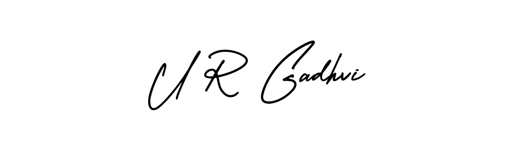 Make a beautiful signature design for name U R Gadhvi. With this signature (AmerikaSignatureDemo-Regular) style, you can create a handwritten signature for free. U R Gadhvi signature style 3 images and pictures png