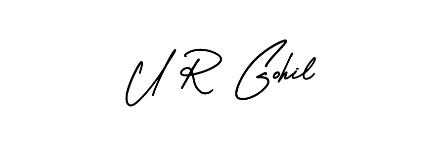 How to Draw U R Gohil signature style? AmerikaSignatureDemo-Regular is a latest design signature styles for name U R Gohil. U R Gohil signature style 3 images and pictures png