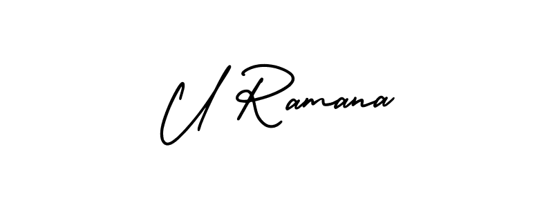 Similarly AmerikaSignatureDemo-Regular is the best handwritten signature design. Signature creator online .You can use it as an online autograph creator for name U Ramana. U Ramana signature style 3 images and pictures png