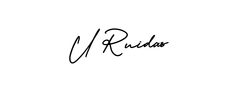 U Ruidas stylish signature style. Best Handwritten Sign (AmerikaSignatureDemo-Regular) for my name. Handwritten Signature Collection Ideas for my name U Ruidas. U Ruidas signature style 3 images and pictures png