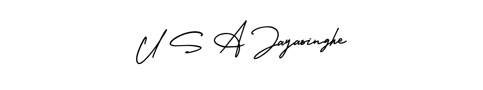 It looks lik you need a new signature style for name U S A Jayasinghe. Design unique handwritten (AmerikaSignatureDemo-Regular) signature with our free signature maker in just a few clicks. U S A Jayasinghe signature style 3 images and pictures png