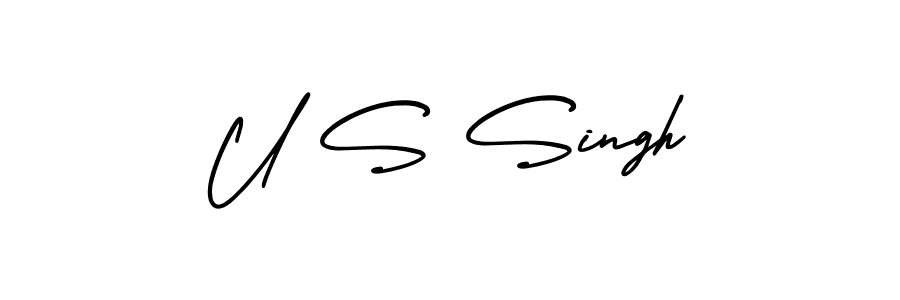 The best way (AmerikaSignatureDemo-Regular) to make a short signature is to pick only two or three words in your name. The name U S Singh include a total of six letters. For converting this name. U S Singh signature style 3 images and pictures png