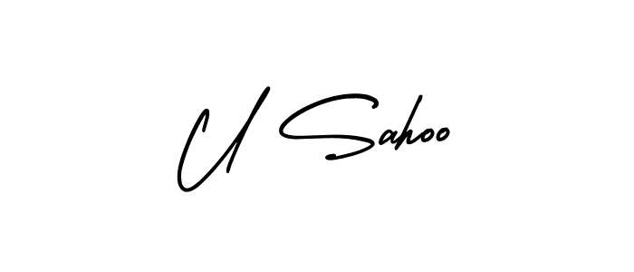 Create a beautiful signature design for name U Sahoo. With this signature (AmerikaSignatureDemo-Regular) fonts, you can make a handwritten signature for free. U Sahoo signature style 3 images and pictures png