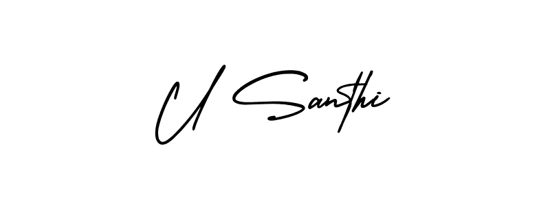 How to Draw U Santhi signature style? AmerikaSignatureDemo-Regular is a latest design signature styles for name U Santhi. U Santhi signature style 3 images and pictures png