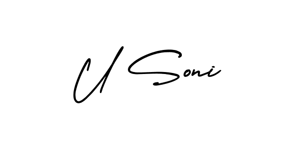 How to make U Soni signature? AmerikaSignatureDemo-Regular is a professional autograph style. Create handwritten signature for U Soni name. U Soni signature style 3 images and pictures png