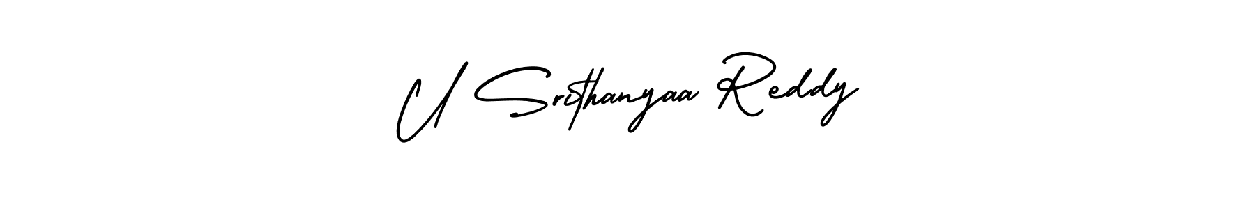 Use a signature maker to create a handwritten signature online. With this signature software, you can design (AmerikaSignatureDemo-Regular) your own signature for name U Srithanyaa Reddy. U Srithanyaa Reddy signature style 3 images and pictures png