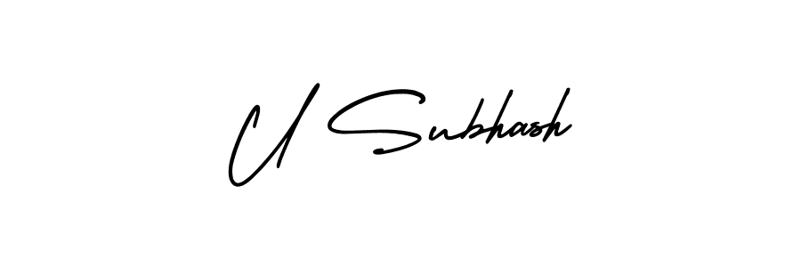 Design your own signature with our free online signature maker. With this signature software, you can create a handwritten (AmerikaSignatureDemo-Regular) signature for name U Subhash. U Subhash signature style 3 images and pictures png