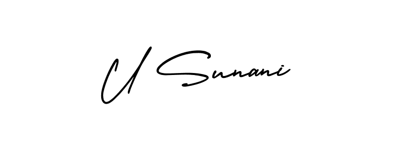 Design your own signature with our free online signature maker. With this signature software, you can create a handwritten (AmerikaSignatureDemo-Regular) signature for name U Sunani. U Sunani signature style 3 images and pictures png