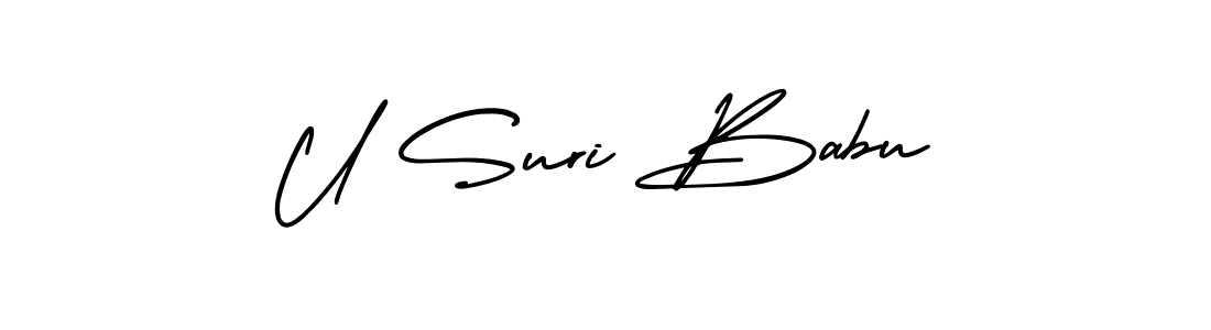 Similarly AmerikaSignatureDemo-Regular is the best handwritten signature design. Signature creator online .You can use it as an online autograph creator for name U Suri Babu. U Suri Babu signature style 3 images and pictures png