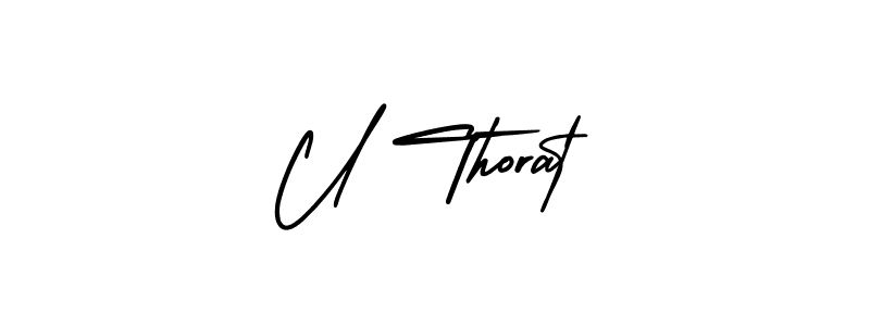 Design your own signature with our free online signature maker. With this signature software, you can create a handwritten (AmerikaSignatureDemo-Regular) signature for name U Thorat. U Thorat signature style 3 images and pictures png