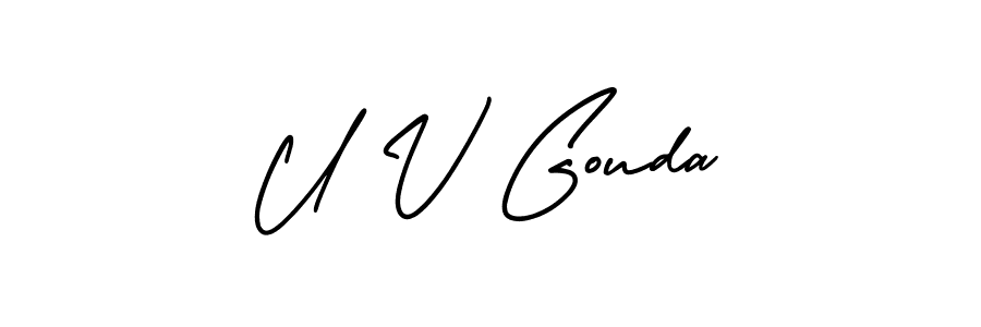 This is the best signature style for the U V Gouda name. Also you like these signature font (AmerikaSignatureDemo-Regular). Mix name signature. U V Gouda signature style 3 images and pictures png