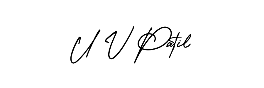 if you are searching for the best signature style for your name U V Patil. so please give up your signature search. here we have designed multiple signature styles  using AmerikaSignatureDemo-Regular. U V Patil signature style 3 images and pictures png