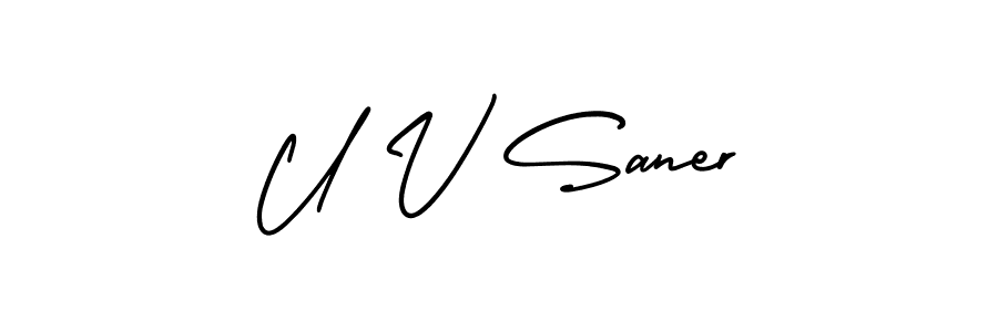 Make a beautiful signature design for name U V Saner. With this signature (AmerikaSignatureDemo-Regular) style, you can create a handwritten signature for free. U V Saner signature style 3 images and pictures png