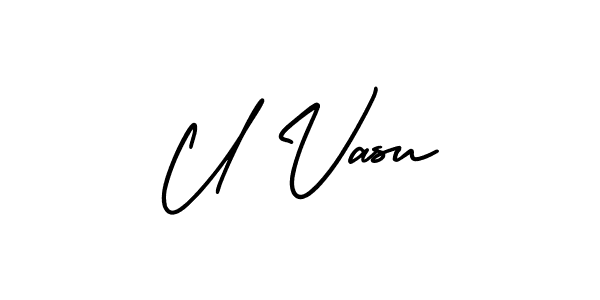 U Vasu stylish signature style. Best Handwritten Sign (AmerikaSignatureDemo-Regular) for my name. Handwritten Signature Collection Ideas for my name U Vasu. U Vasu signature style 3 images and pictures png