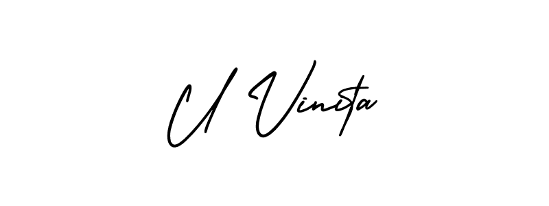 It looks lik you need a new signature style for name U Vinita. Design unique handwritten (AmerikaSignatureDemo-Regular) signature with our free signature maker in just a few clicks. U Vinita signature style 3 images and pictures png