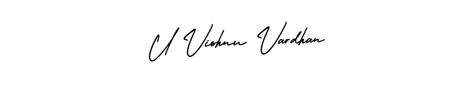 AmerikaSignatureDemo-Regular is a professional signature style that is perfect for those who want to add a touch of class to their signature. It is also a great choice for those who want to make their signature more unique. Get U Vishnu Vardhan name to fancy signature for free. U Vishnu Vardhan signature style 3 images and pictures png
