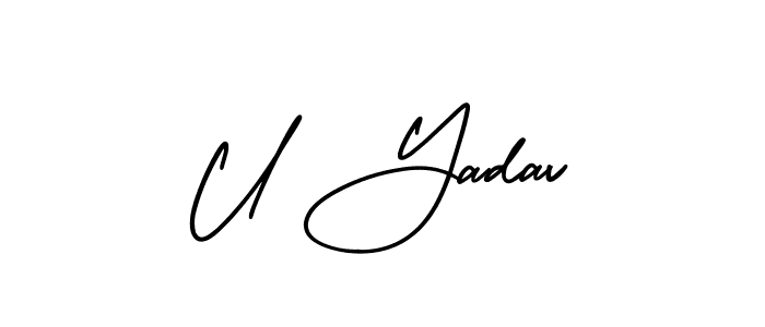 Create a beautiful signature design for name U Yadav. With this signature (AmerikaSignatureDemo-Regular) fonts, you can make a handwritten signature for free. U Yadav signature style 3 images and pictures png