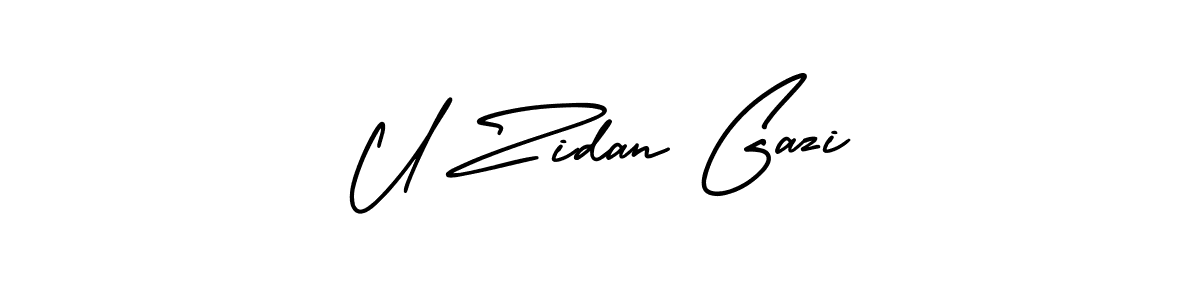 It looks lik you need a new signature style for name U Zidan Gazi. Design unique handwritten (AmerikaSignatureDemo-Regular) signature with our free signature maker in just a few clicks. U Zidan Gazi signature style 3 images and pictures png