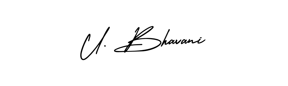 How to Draw U. Bhavani signature style? AmerikaSignatureDemo-Regular is a latest design signature styles for name U. Bhavani. U. Bhavani signature style 3 images and pictures png