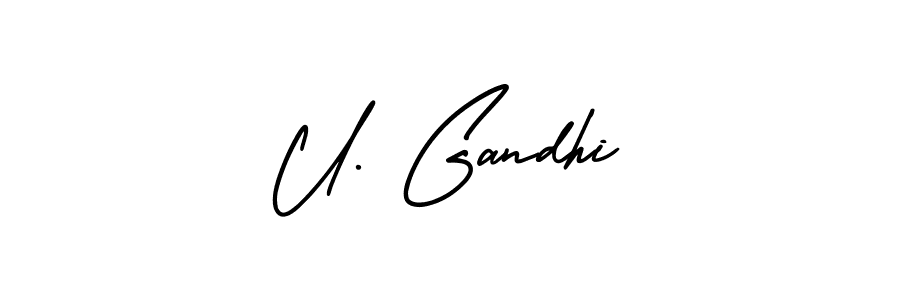 if you are searching for the best signature style for your name U. Gandhi. so please give up your signature search. here we have designed multiple signature styles  using AmerikaSignatureDemo-Regular. U. Gandhi signature style 3 images and pictures png