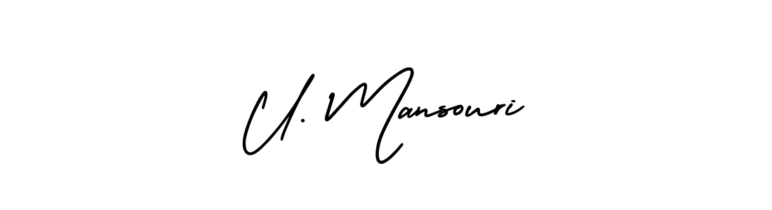 Design your own signature with our free online signature maker. With this signature software, you can create a handwritten (AmerikaSignatureDemo-Regular) signature for name U. Mansouri. U. Mansouri signature style 3 images and pictures png