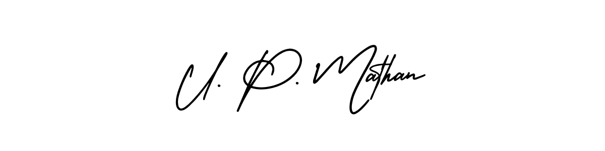 Similarly AmerikaSignatureDemo-Regular is the best handwritten signature design. Signature creator online .You can use it as an online autograph creator for name U. P. Mathan. U. P. Mathan signature style 3 images and pictures png